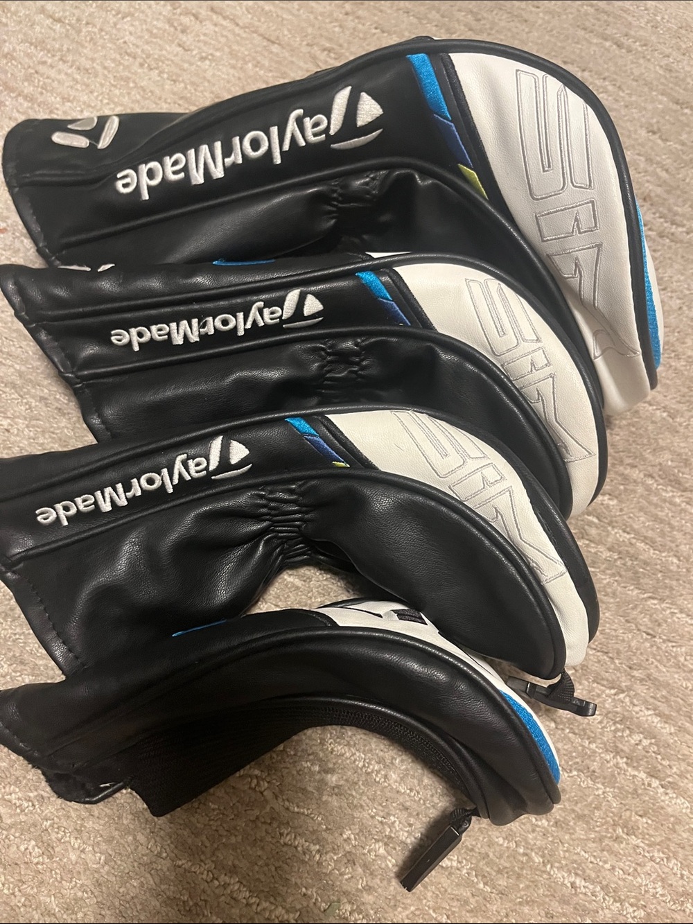 TaylorMade Black White Blue Golf Club Headcover Set